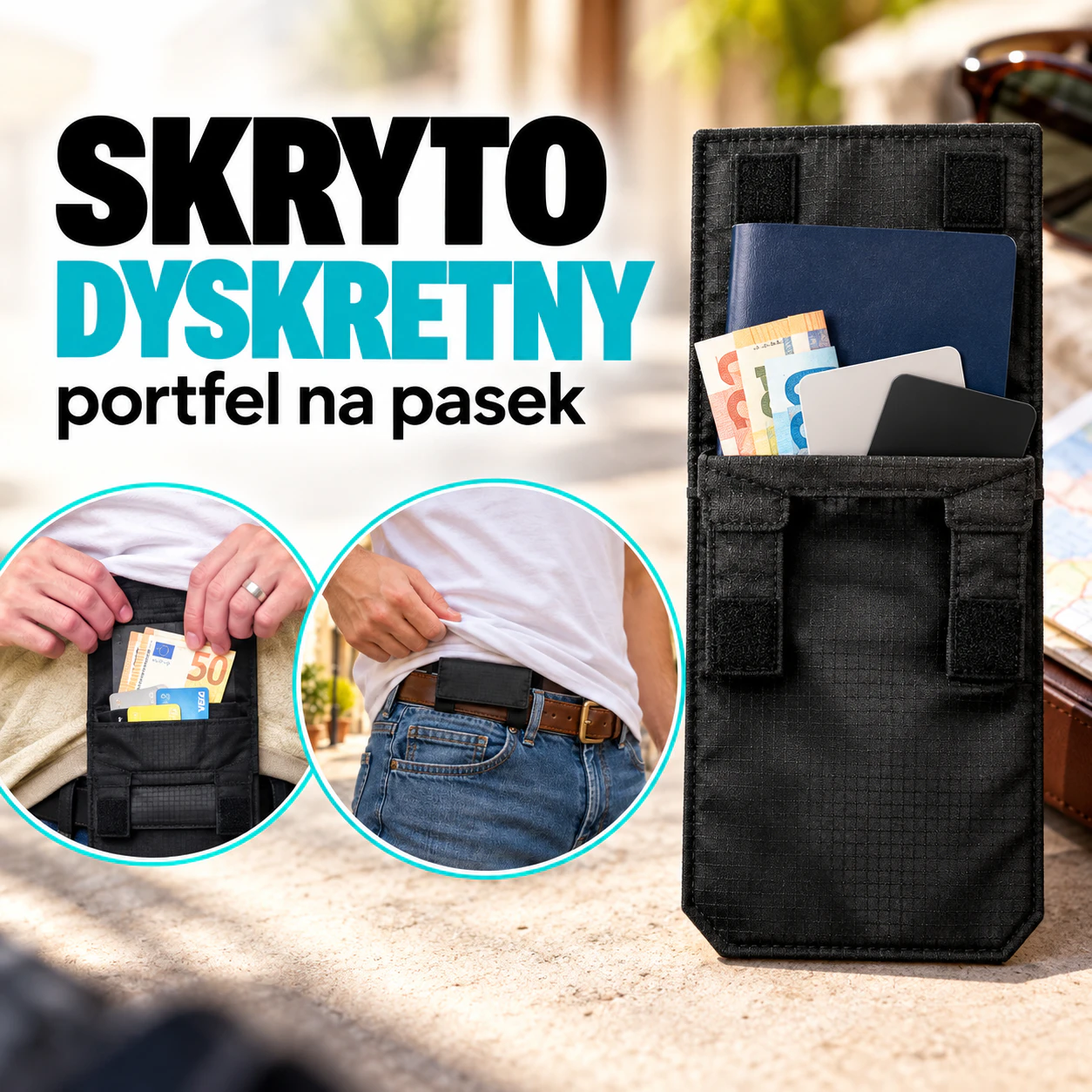 SKRYTO - Ukryty Portfel na Pasek Chroniący Twoje Dokumenty i Pieniądze 1